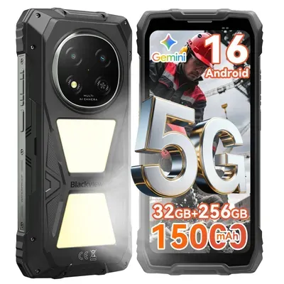 Blackview ROCK 2 Pro 6.67" 5G Ohne Vertrag Outdoor Smartphone mit 15000 mAh,32+256GB, Android 16,Dual-SIM,UNISOC T8100,DokeOS 5.0,120Hz,NFC,IP69K/IP68