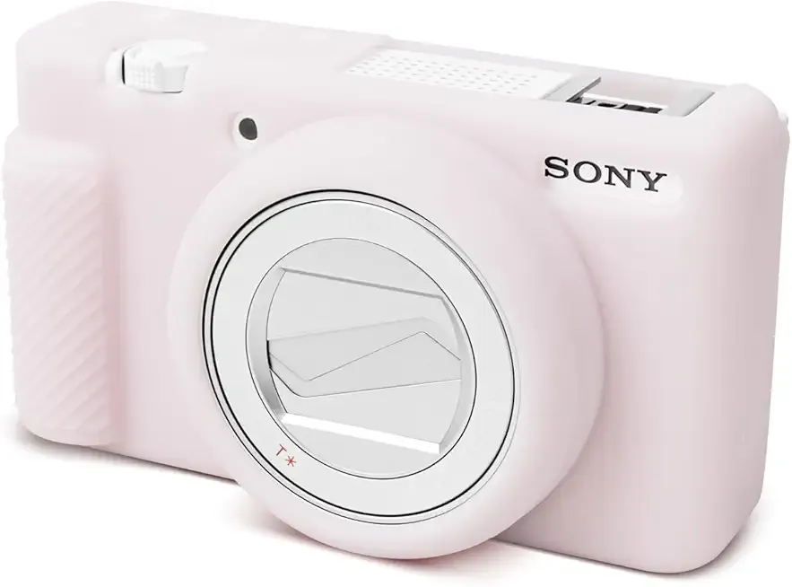 Rieibi ZV-1F Camera Case, Soft Silicone Protective Case for Sony ZV1F/ZV-1M2/ZV-1 Mark II (NOT for ZV1) Vlog Camera, Lightweight ZV1F Cover - Pink White