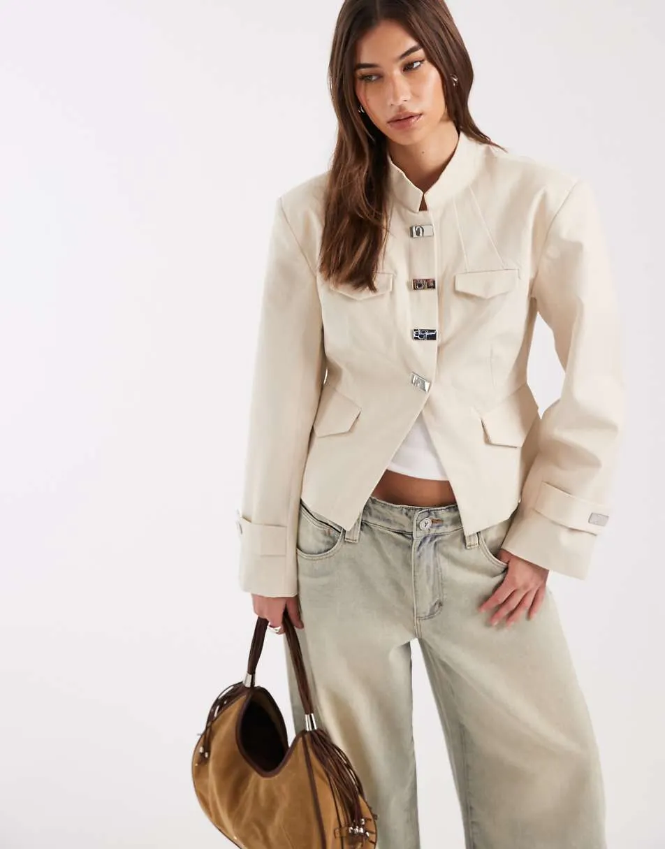 Laagam milou military style jacket in ecru