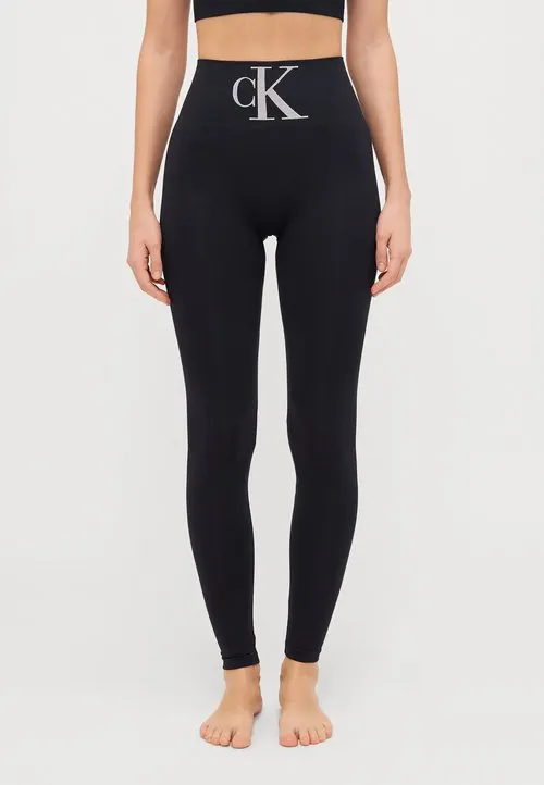 WOMEN HIGH WAIST MONOGRAM - Strømpebukser - black