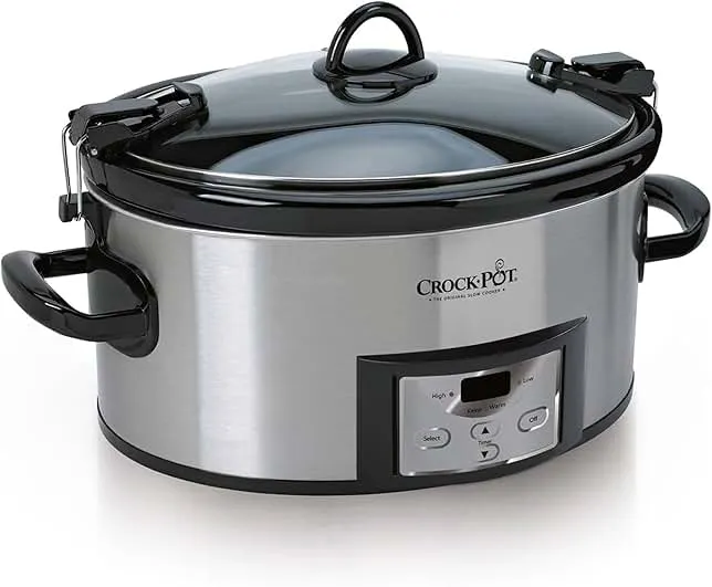 Crock-Pot 6 Quart Cook & Carry Programmable Slow Cooker with Digital Timer Stainless Steel (CPSCVC60LL-S) pack of 1