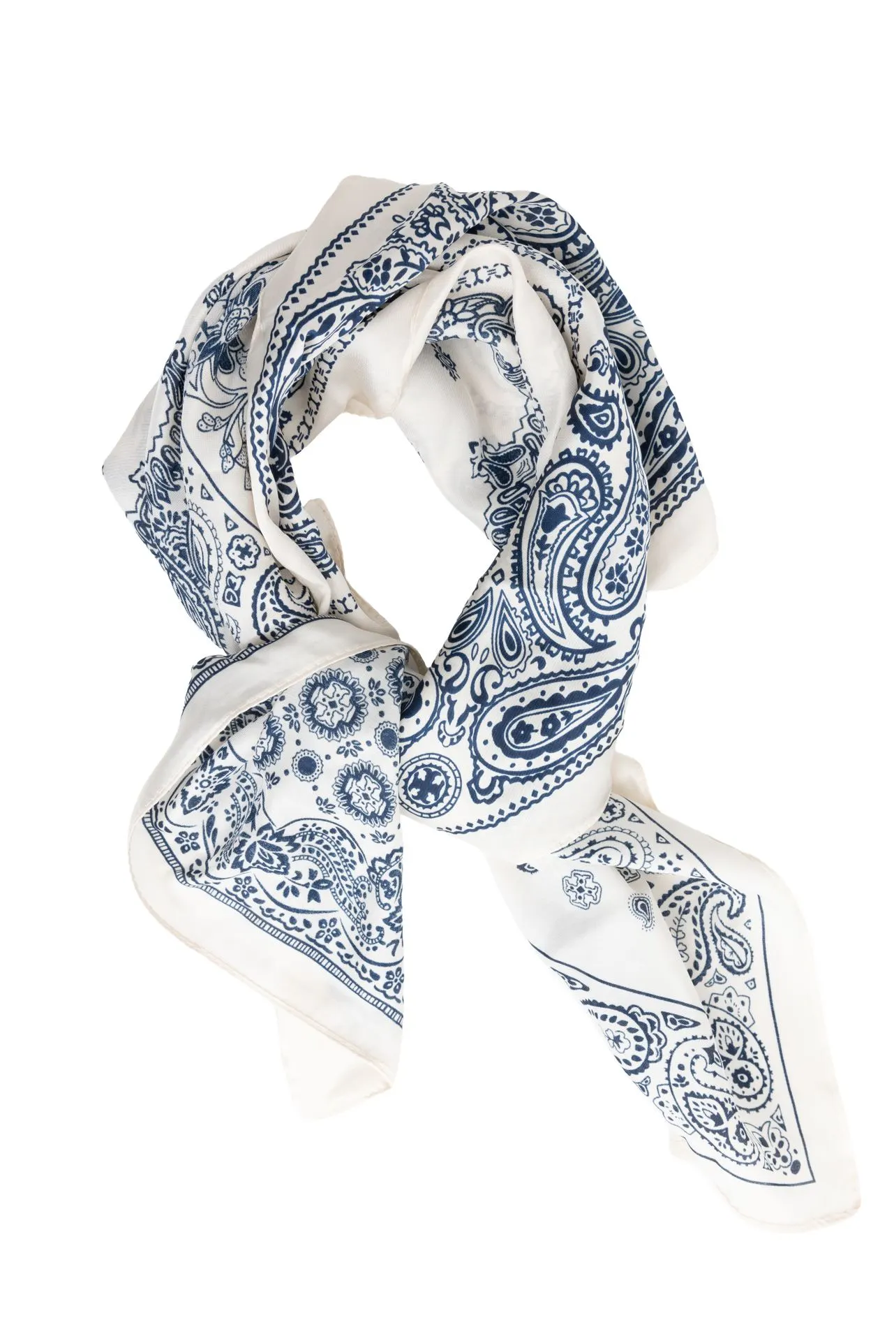 Blauw/ecru bandana sjaaltje