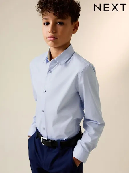 Light Blue Long Sleeves Smart Trimmed Shirt (3-16yrs)