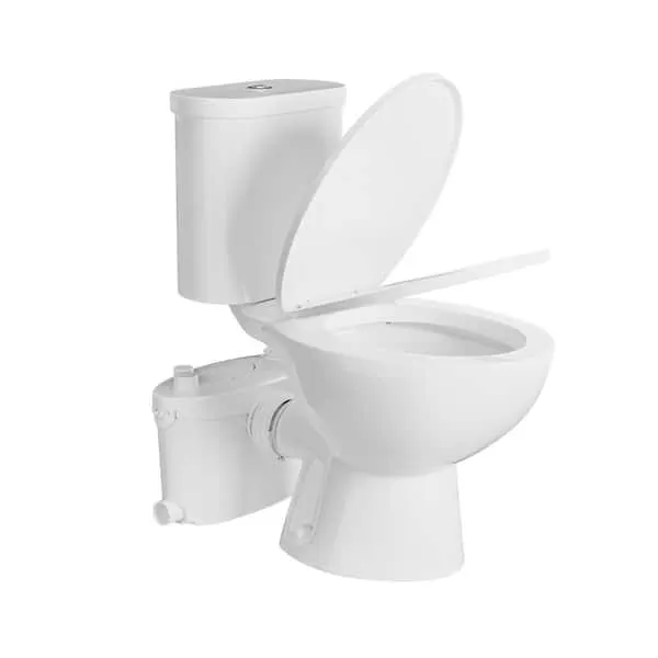 Simple Project 2-​piece Macerating Toilet 1/​1.​6GPF Dual Flush Round Toilet in White, with 0.​8 HP Macerating Pump