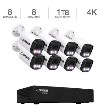 Defender AI POWERED Sentinel 4K Ultra HD Wired 8 Channel PoE NVR Security System with 8 Metal Cameras with 1 TB HDD