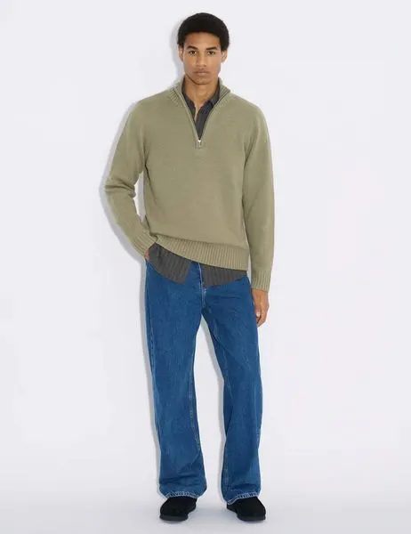 Half-Zip Wool Sweater Green