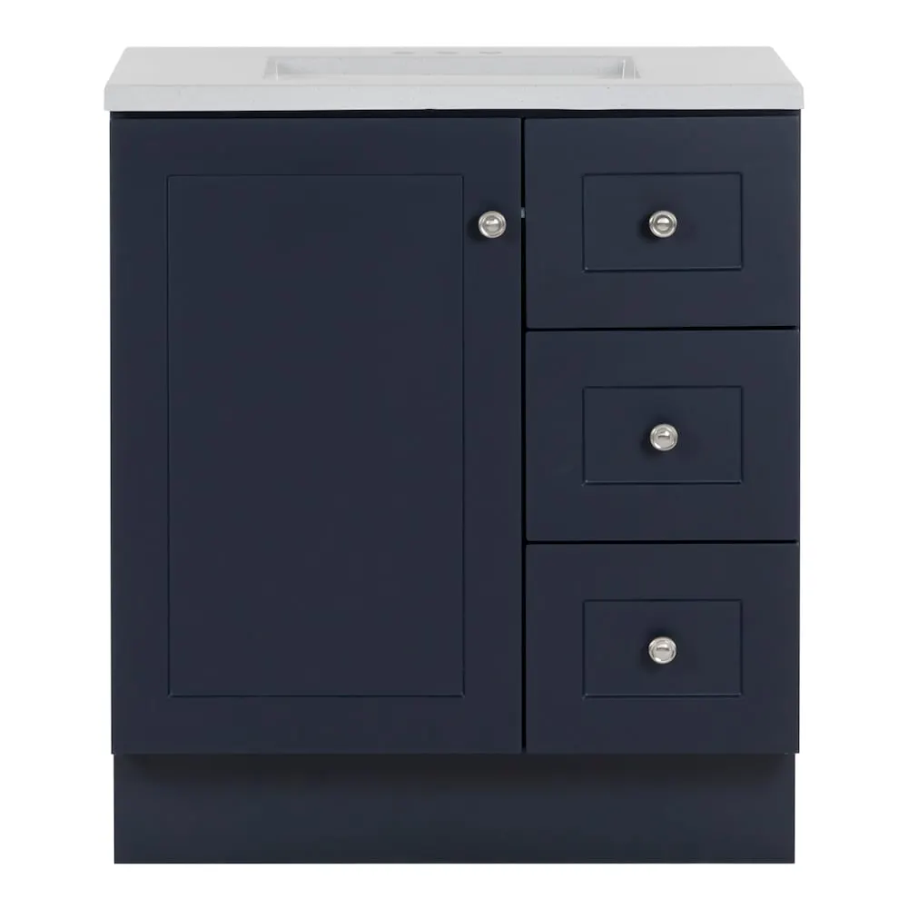 Glacier Bay Bannister 30.5-inch W x 18.75-inch D Bathroom Vanity in Deep Blue With Cultured Marble Sink Top
