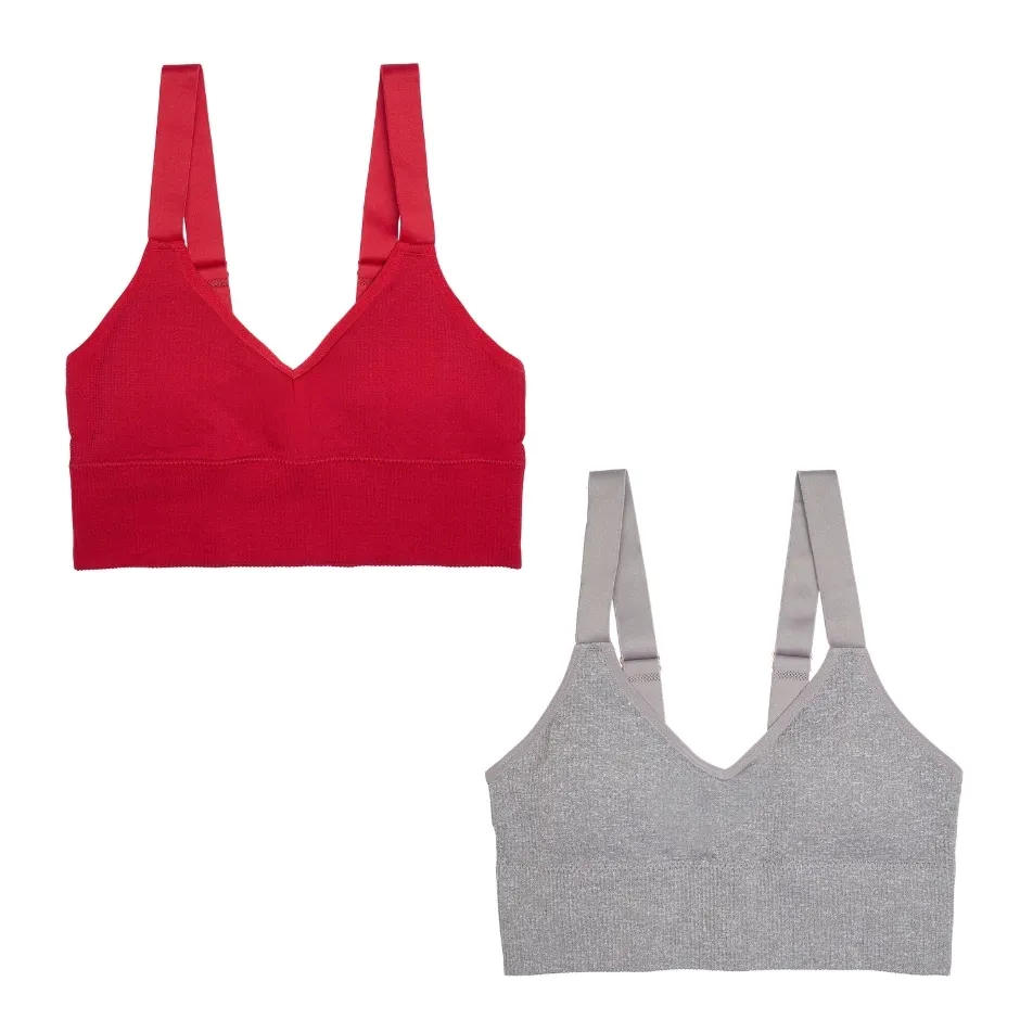 Seamless Lounge Bras - Red and Gray, 2 pk.