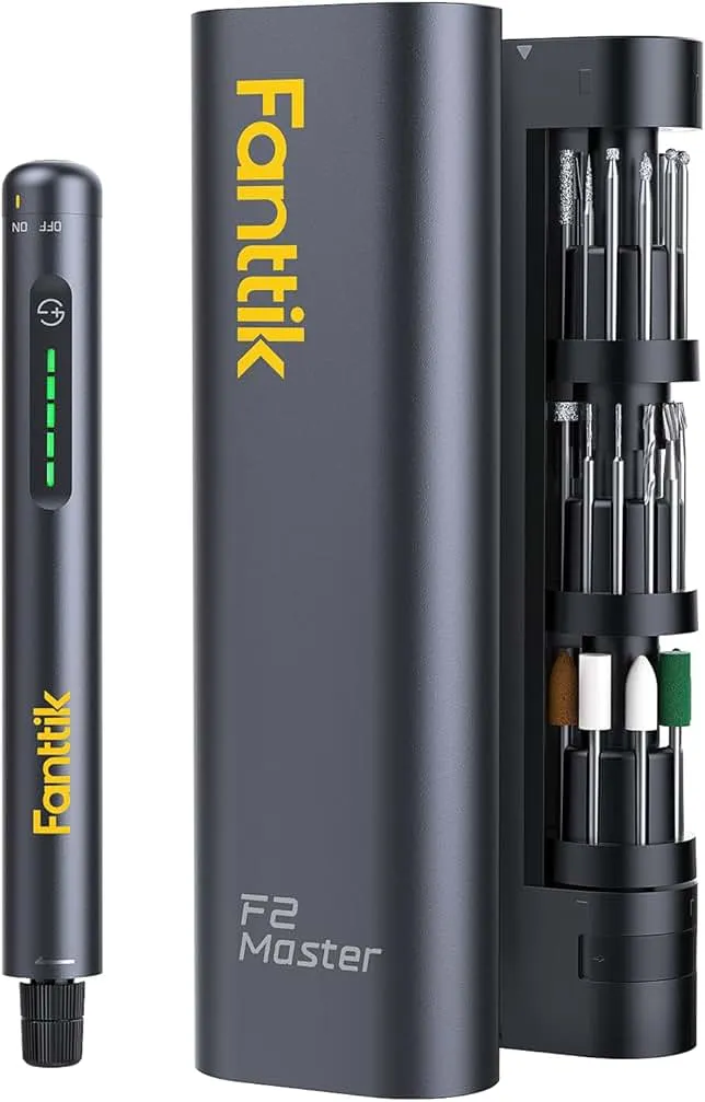 Fanttik F2 Master Mini Cordless Rotary Tool Kit, NeoPulse Motor, 5 Speed, 25000 RPM, Revostor Hub, 35 Accessories, Engraving Pen, for 3D…