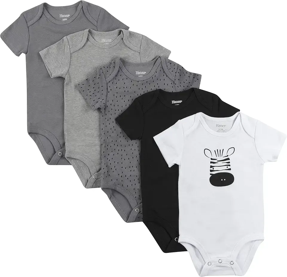 Baby Bodysuits, Ultimate Flexy Short Sleeve for Boys & Girls, 5-Pack
