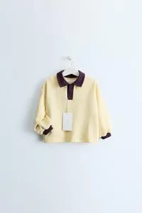 ZARA TIMELESS - CONTRAST POLO COLLAR SWEATSHIRT