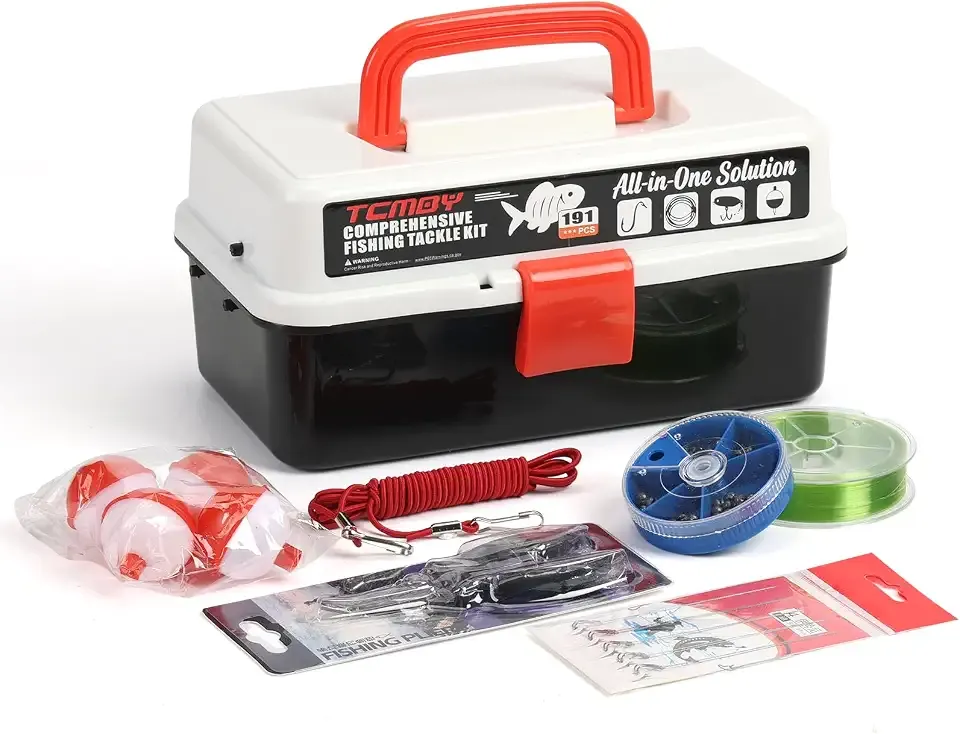 TCMBY 3 Layers Tackle Box with Tackle Included, 191PCS Fishing Lures Tackle Kit Contains Pliers, Crankbait, Hooks, Weights & Accessories, Fishing Gear Bait Lure Gifts for Men Starter Bass Freshwater