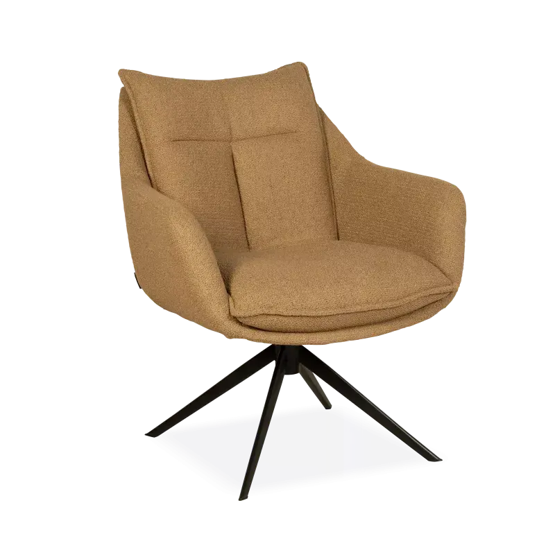 Armstoel Kazana XL - draaibaar - stof Rhythm Caramel - pocketvering - poot zwart