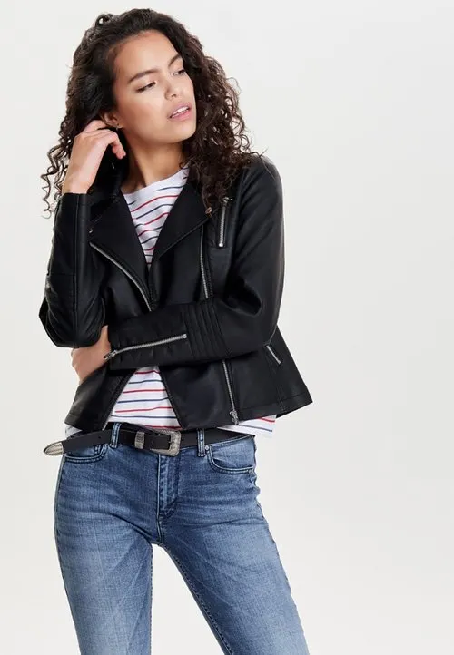 ONLGEMMA BIKER - Imitert skinnjakke - black