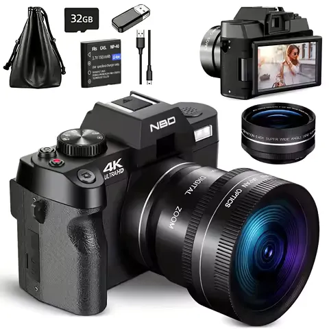 NBD Compact Digital Photography Camera4K Wireless Network Camera Retro Vlog Recorder YouTube 48MP Camera 3"flip Screen