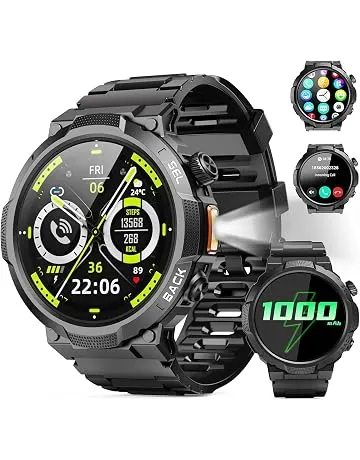 Soudorv Military Smartwatch for Men, 50-Day Battery,Bluetooth Call with LED | 1.53" HD, 110+ sports modes, heart rate/sleep monitor, IP68 waterproof, Bluetooth 5.3 calls & notifications for iOS/Android