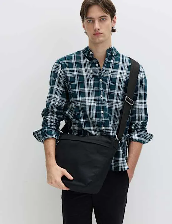 Linen Cotton Blend Check Shirt