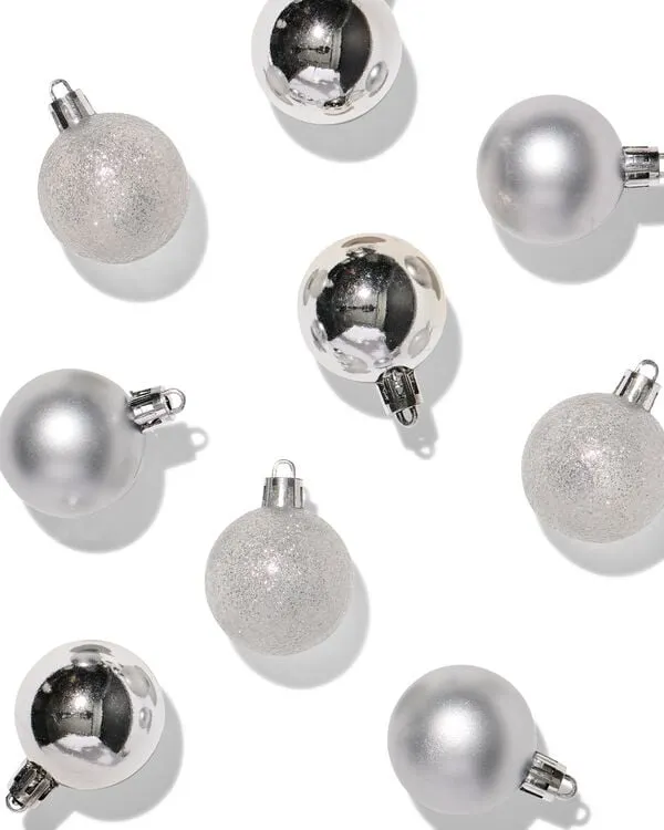kerstballen plastic zilver - 9 stuks
