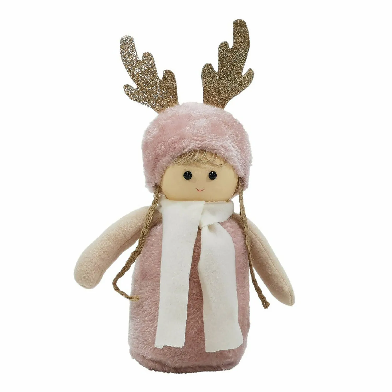 Personaggio Natalizio Bimba Renna Rosa h33 cm