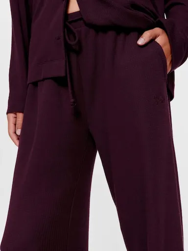 Plum Waffle Straight Leg Pj Pant