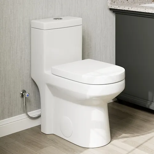 10 inch Rough-In 1-Piece 1.06/1.59 GPF Dual Flush Round Toilet in White, Seat Included