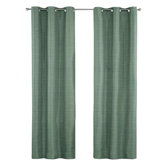 Best seller Mainstays Blackout Textured Slub Grommet Single Indoor Curtain Panel, Green, 38" W x 84" L $7.00 Was $11.97