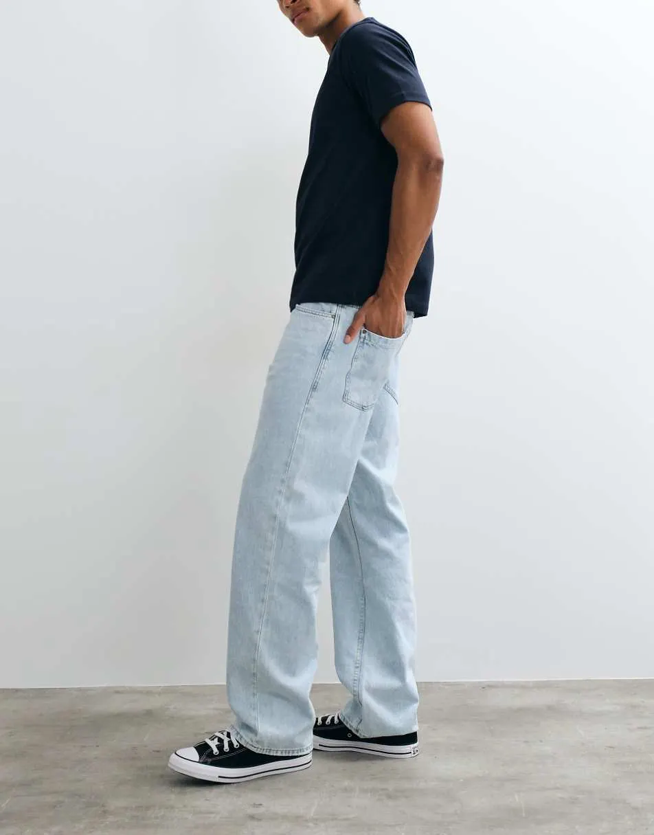 BLEND loose fit straight leg jeans in light wash blue