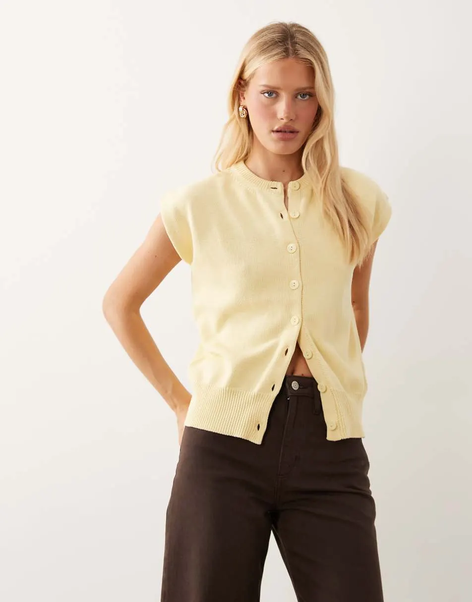 ASOS DESIGN button through relaxed tank in buttermilk