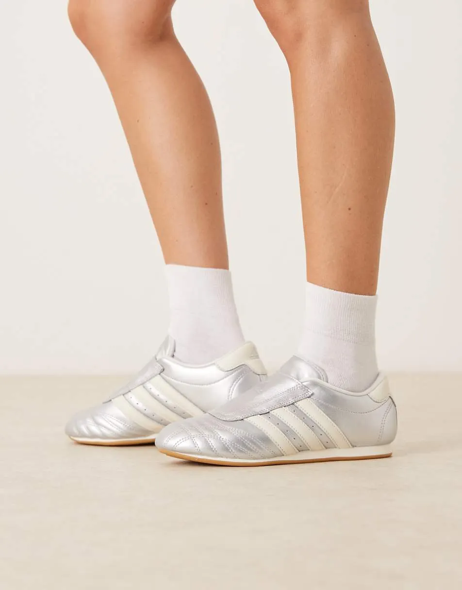adidas Originals Taekwondo trainers in metallic silver and cream