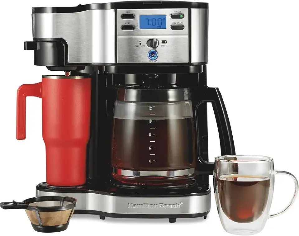 2-Way Brewer Coffee Maker, Single-Serve and 12-Cup Pot, Black/Stainless Steel(49980A), Carafe