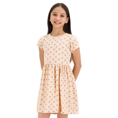 Vestido Fantastic Niña Fullprint Moñitos Con Resorte En Cintura