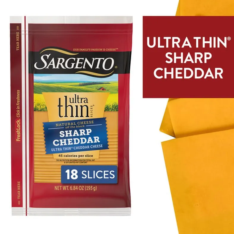 Sargento Ultra Thin® Natural Sharp Cheddar Sliced Cheese, 18 slices