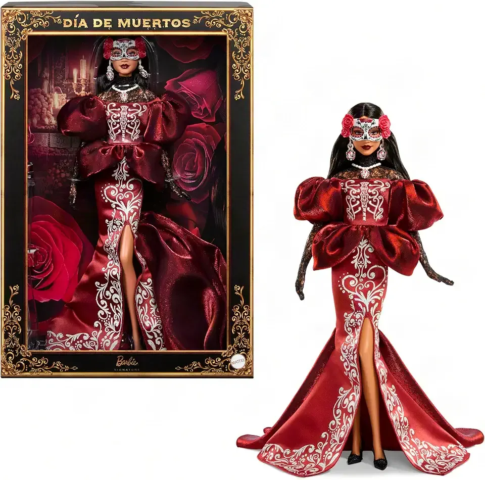 Signature Día De Muertos Collectible Doll | Wearing Satin Mermaid Dress with Embroidery Detail, Removable Calavera Mask with Skull Accent, Collectible Packaging, Ages 6+