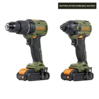 Kit taladro de impacto + atornillador inalámbrico 20 V con accesorios