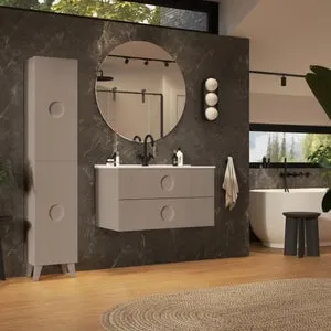 Mueble de baño con lavabo New Sphere marrón mate 80x45 cm