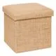 Pouf coffre de rangement carré effet toile de jute 31x31cm