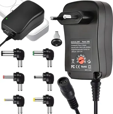 Universal Netzteil Ladegerät Steckernetzteil mit 7 Adapter Stecker 3V-12V 3A 3000mA AC DC 30W Aufsätze Ladekabel Netzgerät Notebook Laptop Retoo