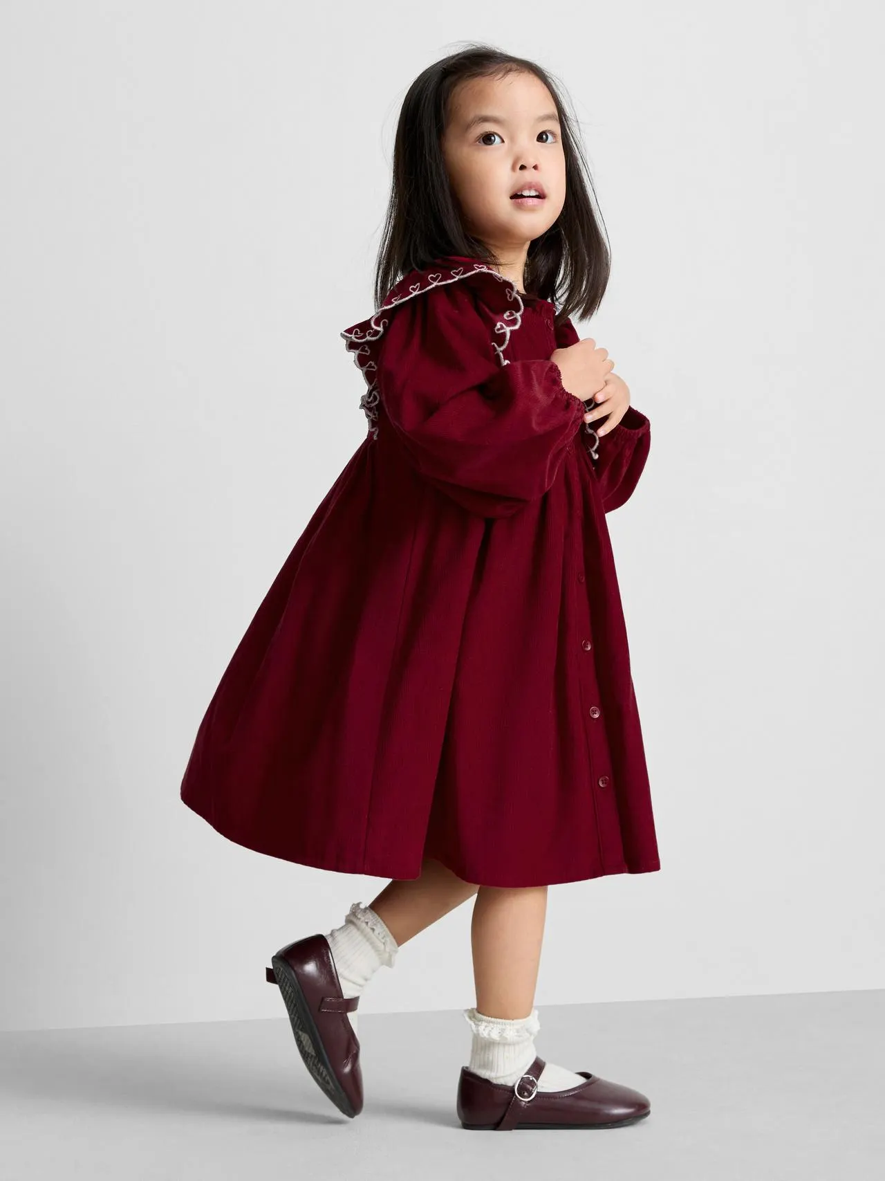 1-9 ans | Robe à smock volants velours côtelé