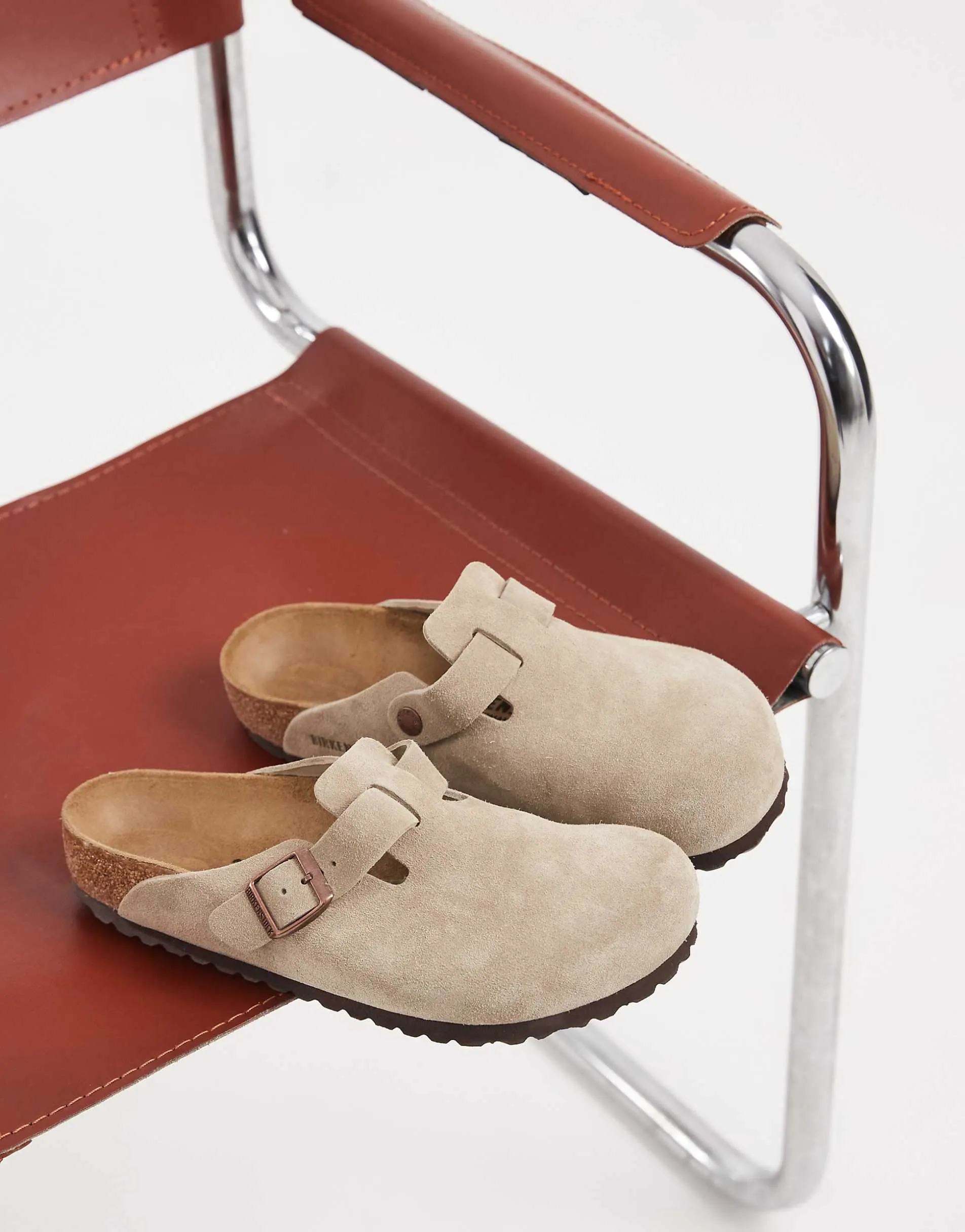 Birkenstock Boston suede clogs in taupe