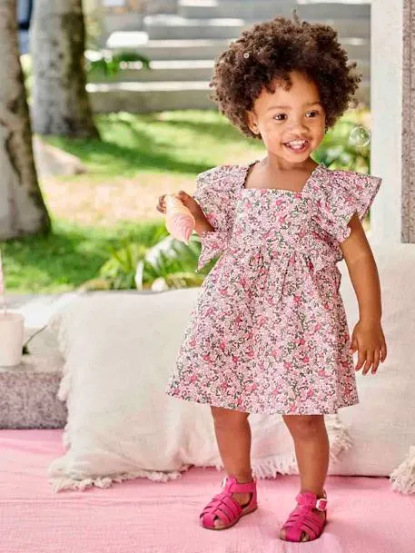 Robe à volants bébé - rose imprimé