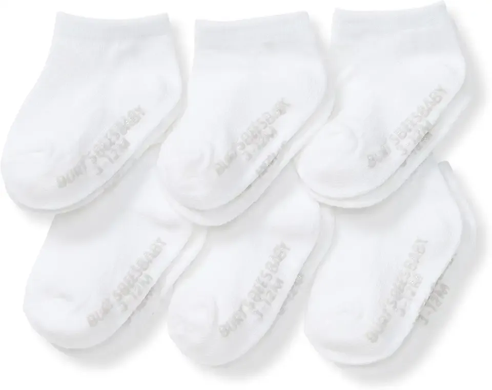 Organic Ankle & Crew Socks with Non-Slip Grips, 6-Pack