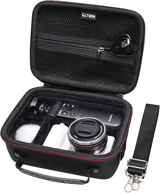 Camera Case Compatible with Sony Alpha ZV-E10 / ZV-1F / ZV-1 / ZV-1 II Vlog Camera with Shoulder Strap by LTGEM, Fits Vlogger Accessory Kit Tripod and Microphone, Black
