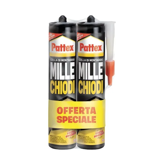 Colla per fissare PATTEX Millechiodi Forte&Rapido Bipack 0.8 kg