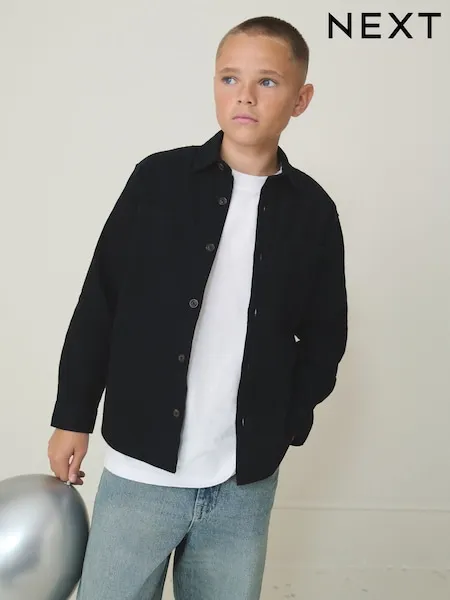 Black Brushed Overshirt (3-16yrs)