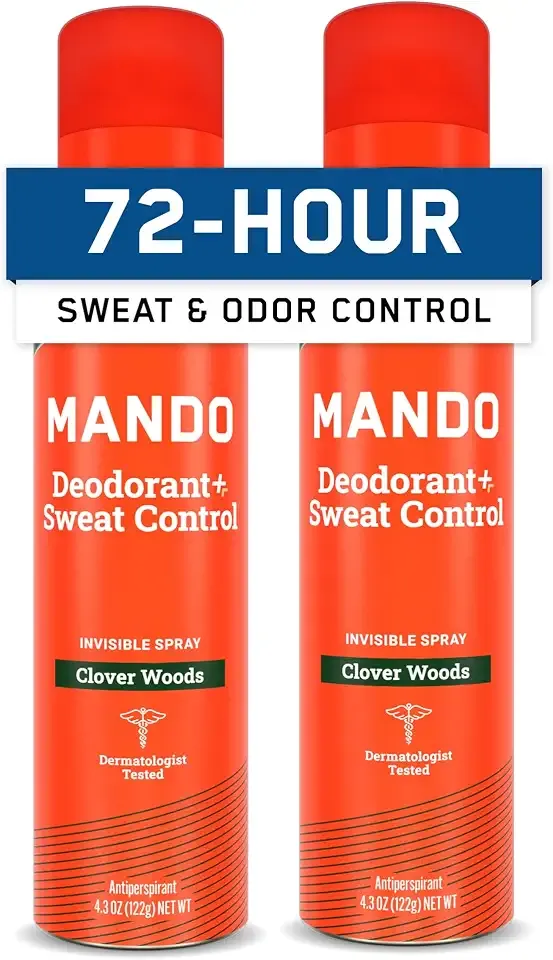 Mando Antiperspirant Deodorant for Men - Spray - Clover Woods, 2 pk | 72 hour sweat and odor protection underarm spray for men. Low irritation formula- Paraben free and benzene free