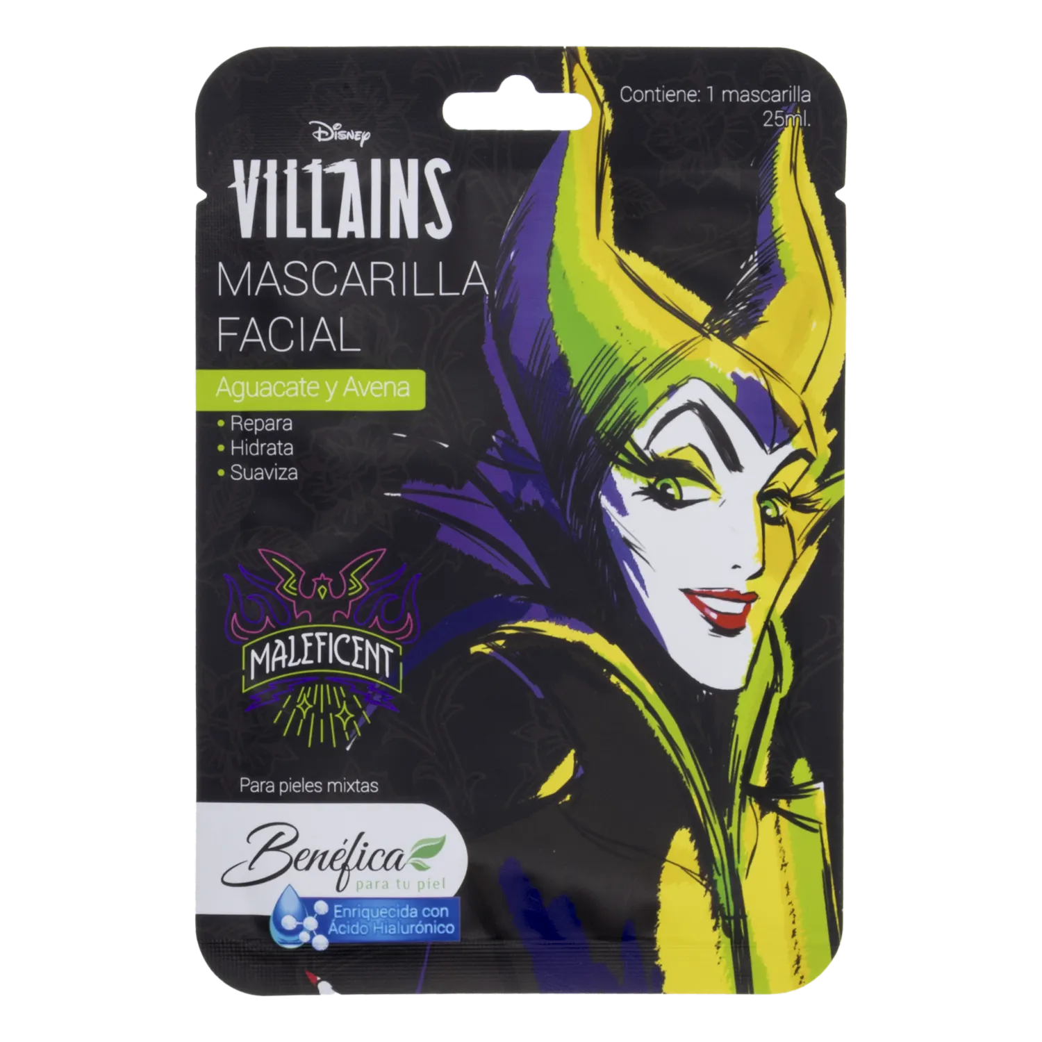 Mascarilla Facial Aguacate Con Extracto De Avena Y Acido Hialuronico Villains Maleficent DISNEY Unidad