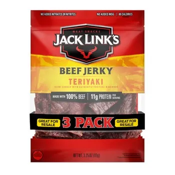 Jack Link's Beef Jerky, Teriyaki, 3.25 oz, 3-count