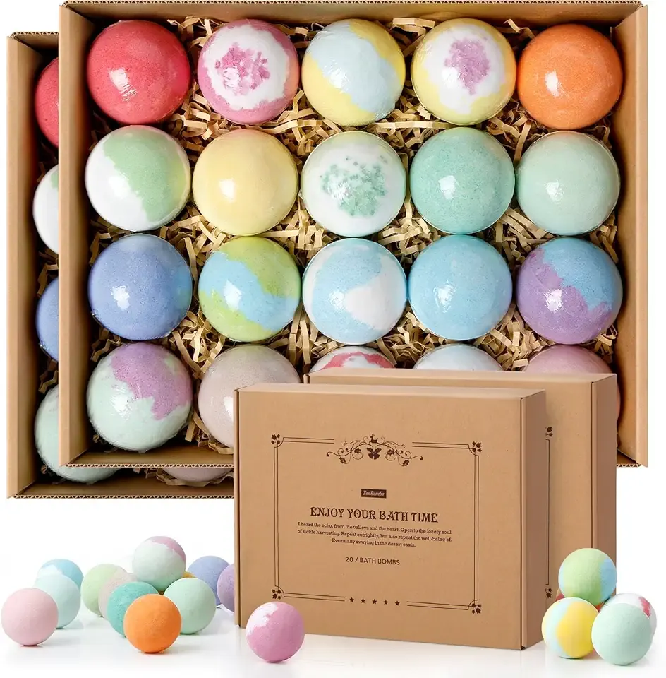Bath Bombs Set, 40 pcs Natural Shea Butter & Safe Oil Bath Bomb for Skin Moisturizing, Handmade Bubble Bath & Fizzy, Ideal Presents for Women (2 Sets)