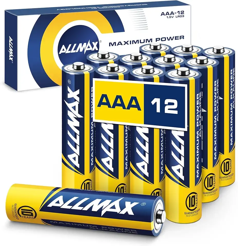 Allmax AAA Maximum Power Alkaline Triple A Batteries (12 Count) – Ultra Long-Lasting, Leakproof Design, 10-Year Shelf Life, Maximum Performance (1.5V)