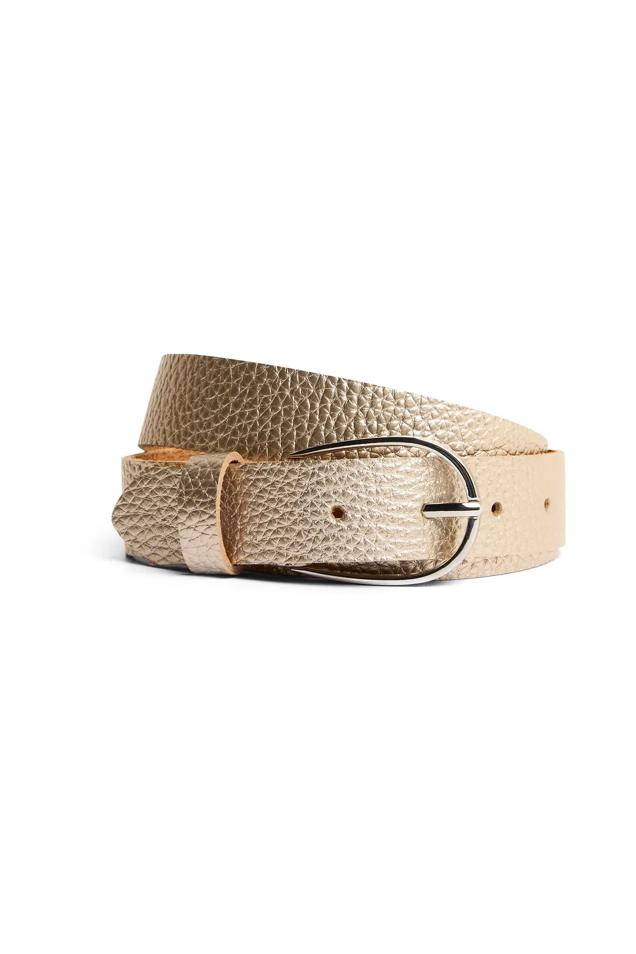 Champagnekleurige leren riem